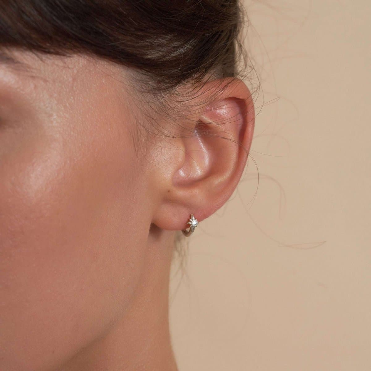 S925 Sterling Silver Starburst Huggie Hoops Earrings