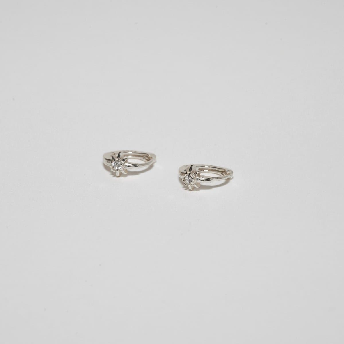 S925 Sterling Silver Starburst Huggie Hoops Earrings