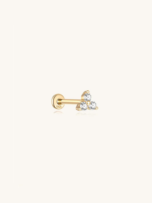 S925 Sterling Silver Trinity Shiny Ear Piercing Stud