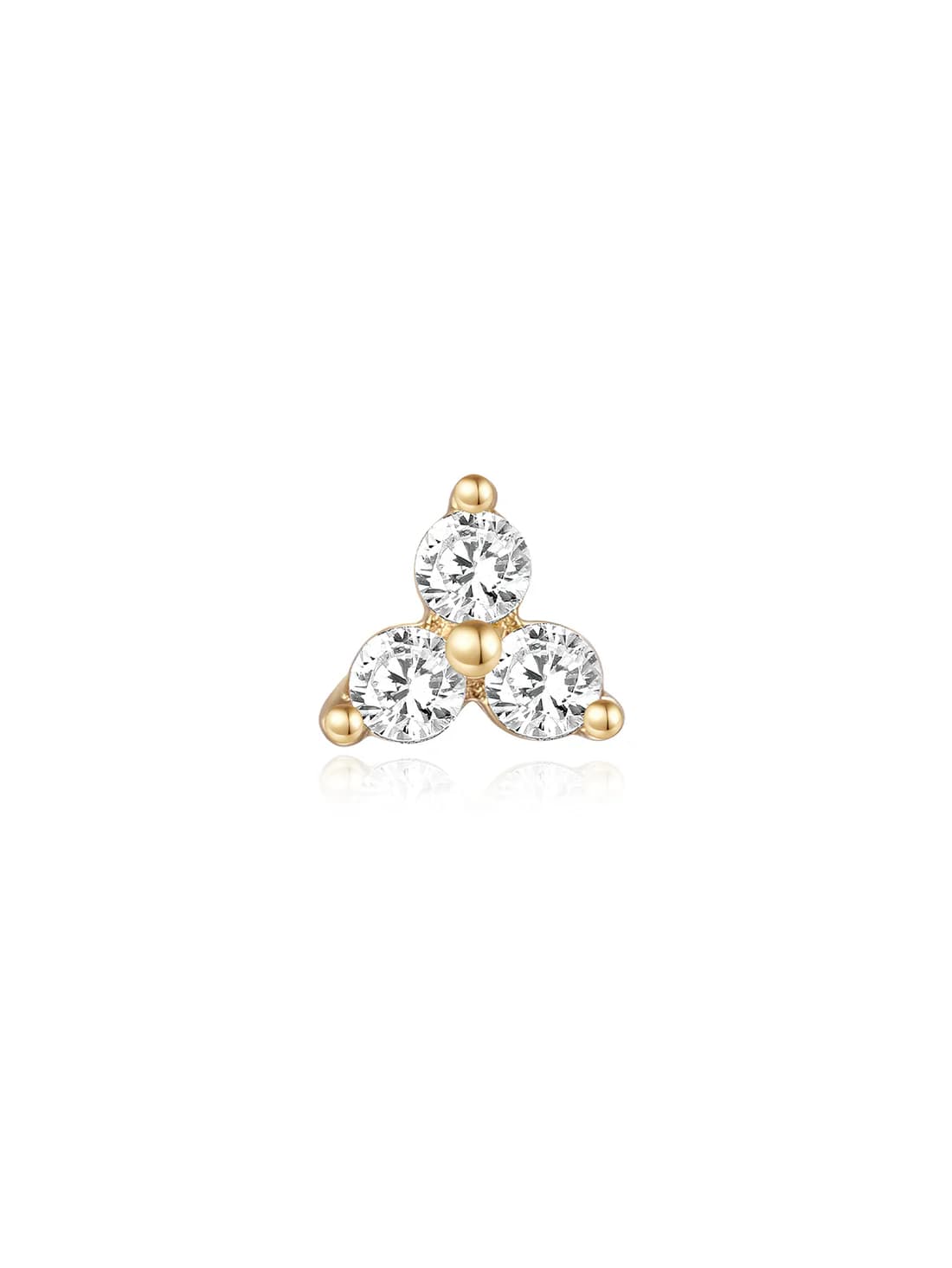 S925 Sterling Silver Trinity Shiny Ear Piercing Stud