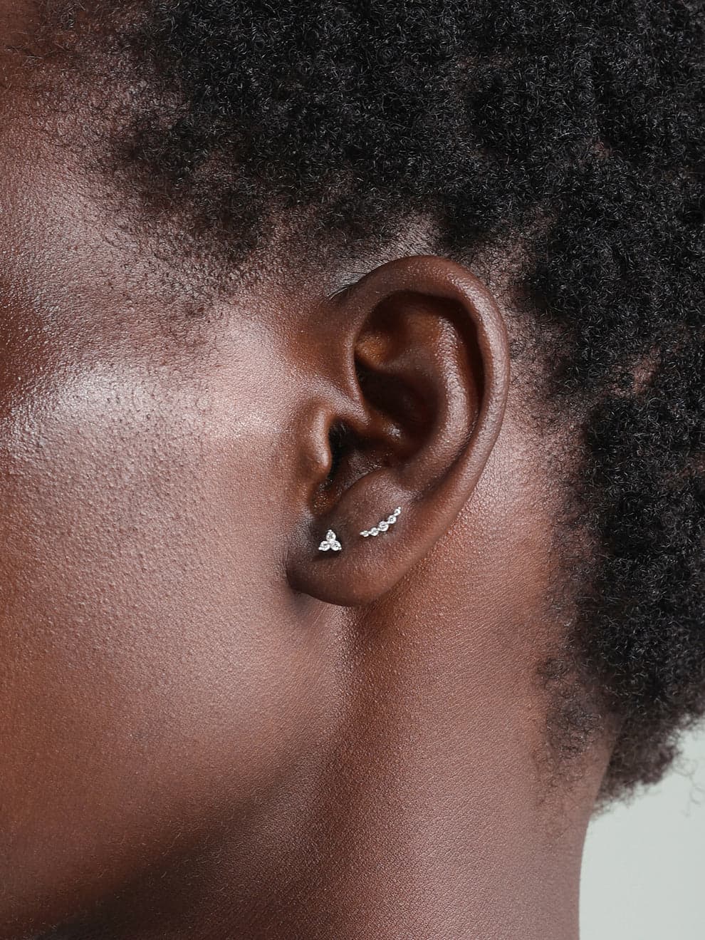 S925 Sterling Silver Trinity Shiny Ear Piercing Stud