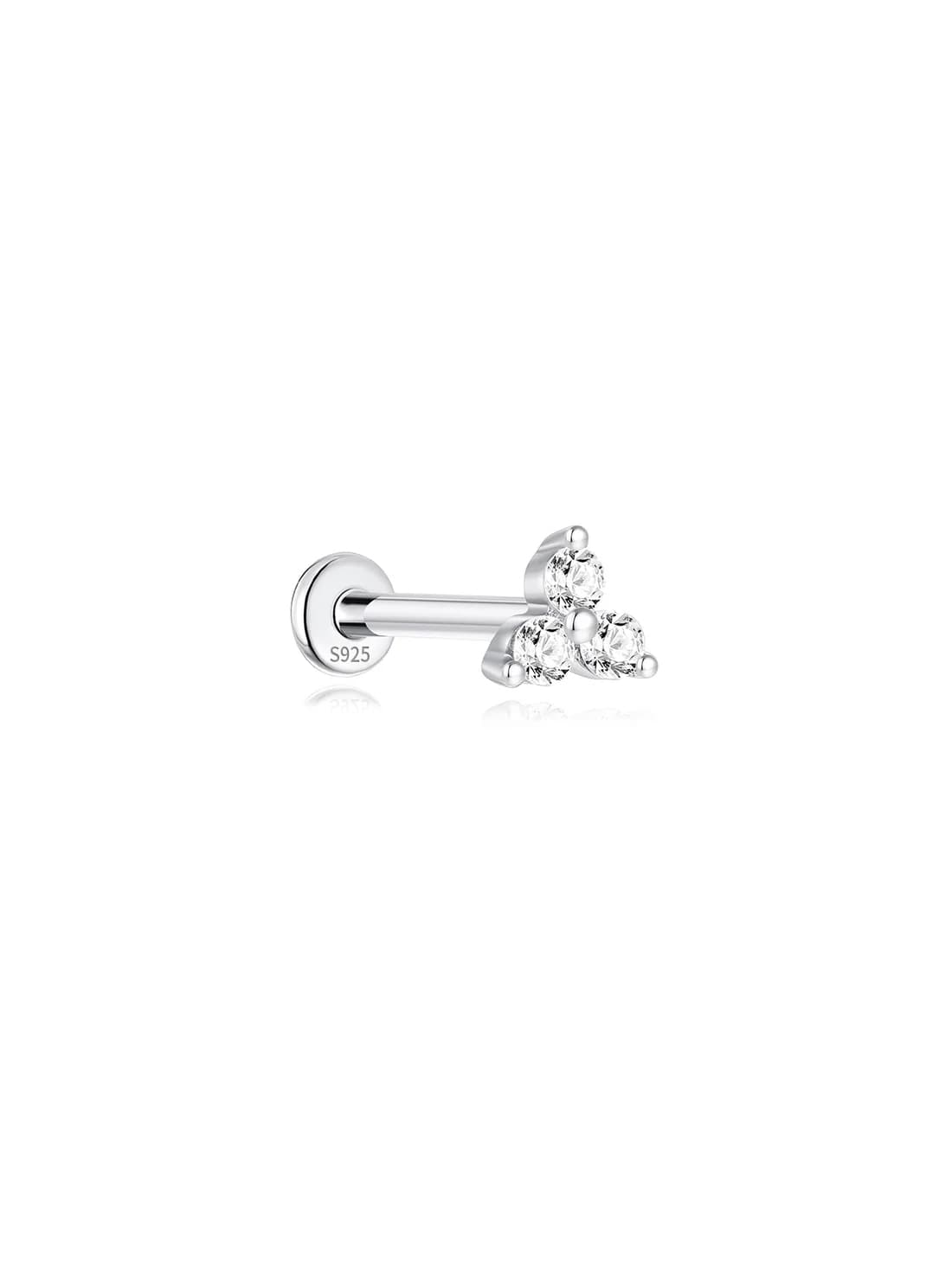 S925 Sterling Silver Trinity Shiny Ear Piercing Stud