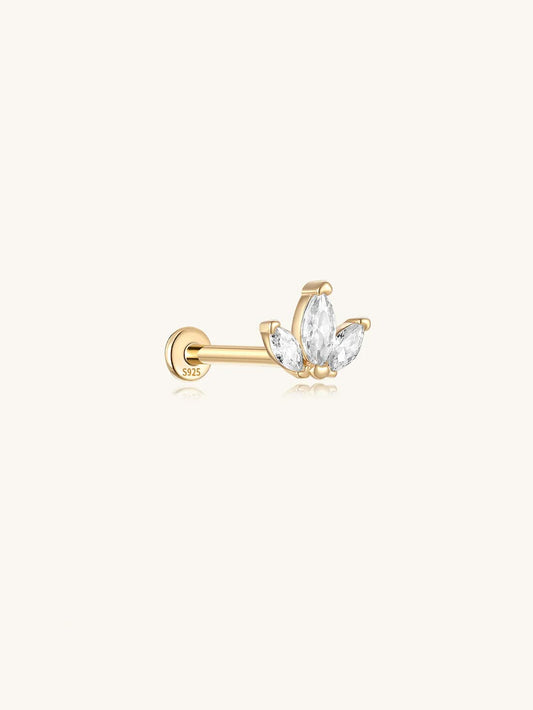 S925 Sterling Silver Trio Marquise Ear Piercing Stud