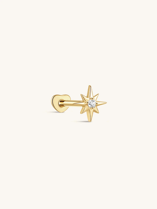 S925 Star&Heart Double Sided Ear Piercing Stud