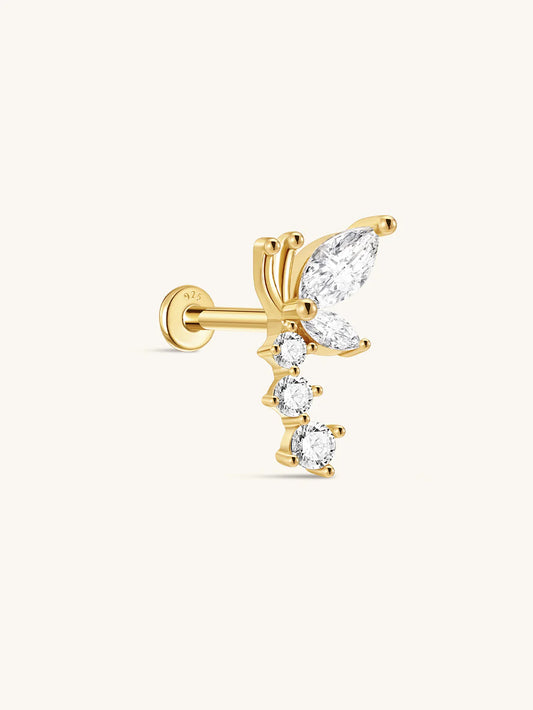 S925 Sterling Silver Butterfly Piercing Stud Earring