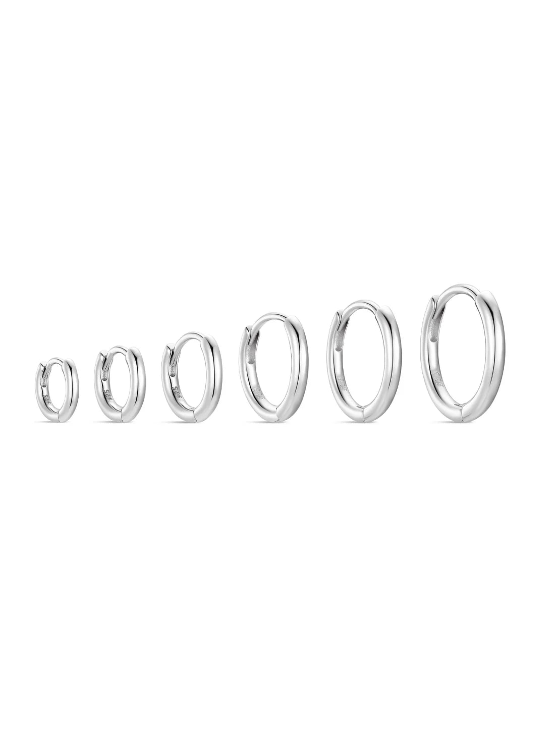 925 Sterling Silver Multi Size Hoop Huggie Earrings