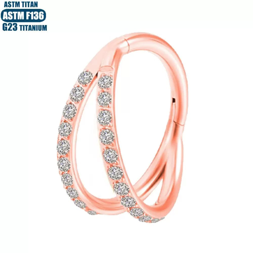 G23 Titanium Waterproof Double Pave CZ Cartilage Hoop