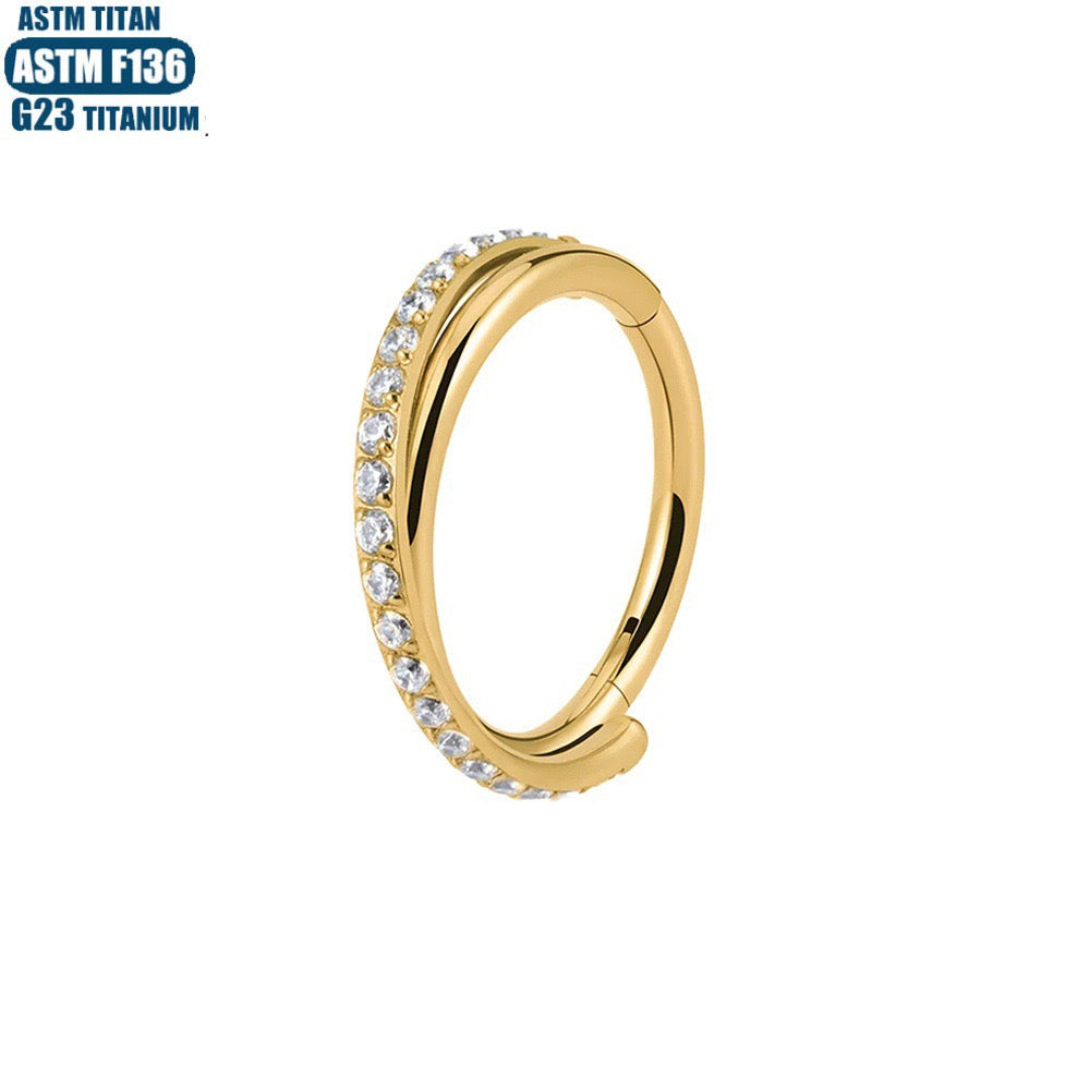 G23 Titanium Waterproof CZ Crystal Cartilage Hoop – 16G Double Layer