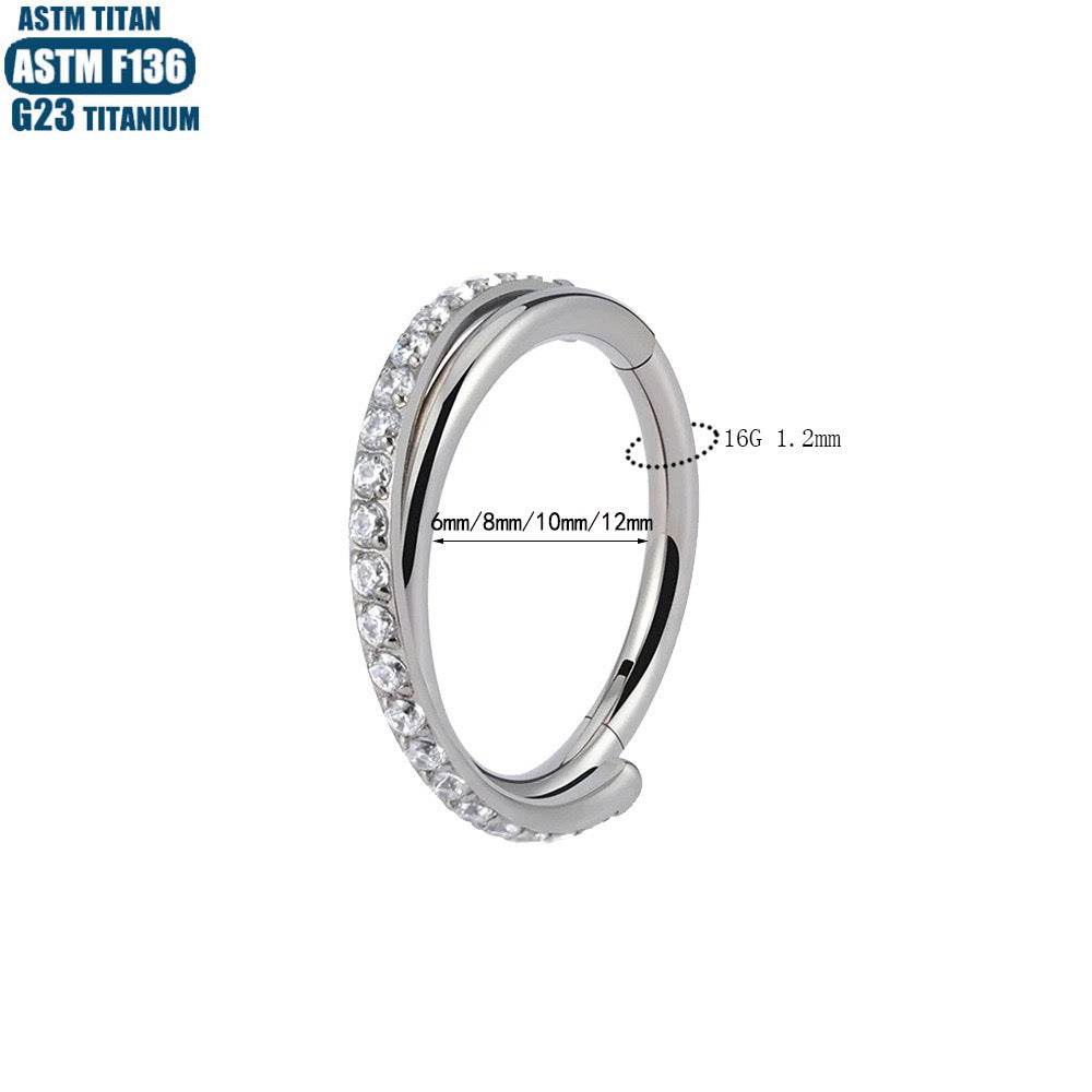 G23 Titanium Waterproof CZ Crystal Cartilage Hoop – 16G Double Layer