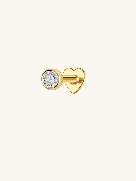 S925 Round Threaded Ear Piercing Stud