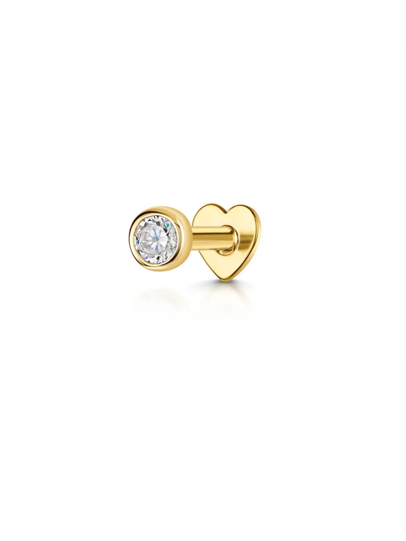 S925 Round Threaded Ear Piercing Stud