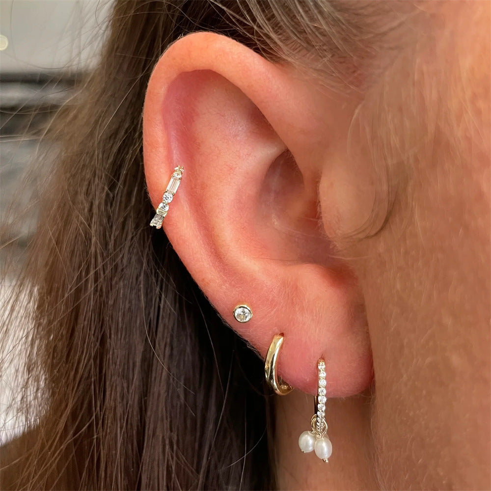 S925 Round Threaded Ear Piercing Stud