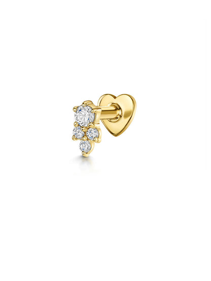 S925 Zircon Threaded Ear Piercing Stud