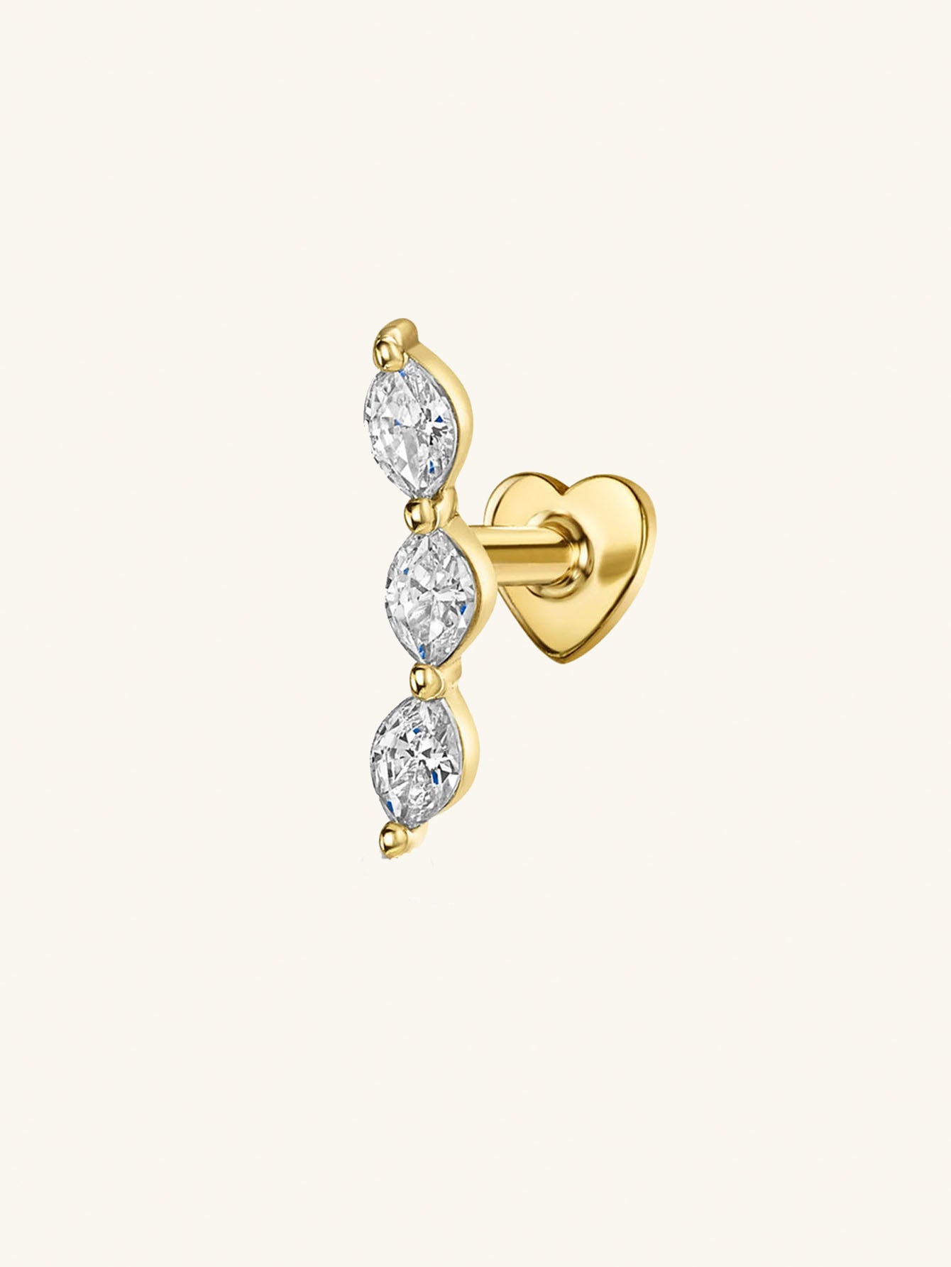 S925 Trio Zircon Ear Piercing Stud