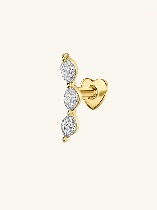 S925 Trio Zircon Ear Piercing Stud