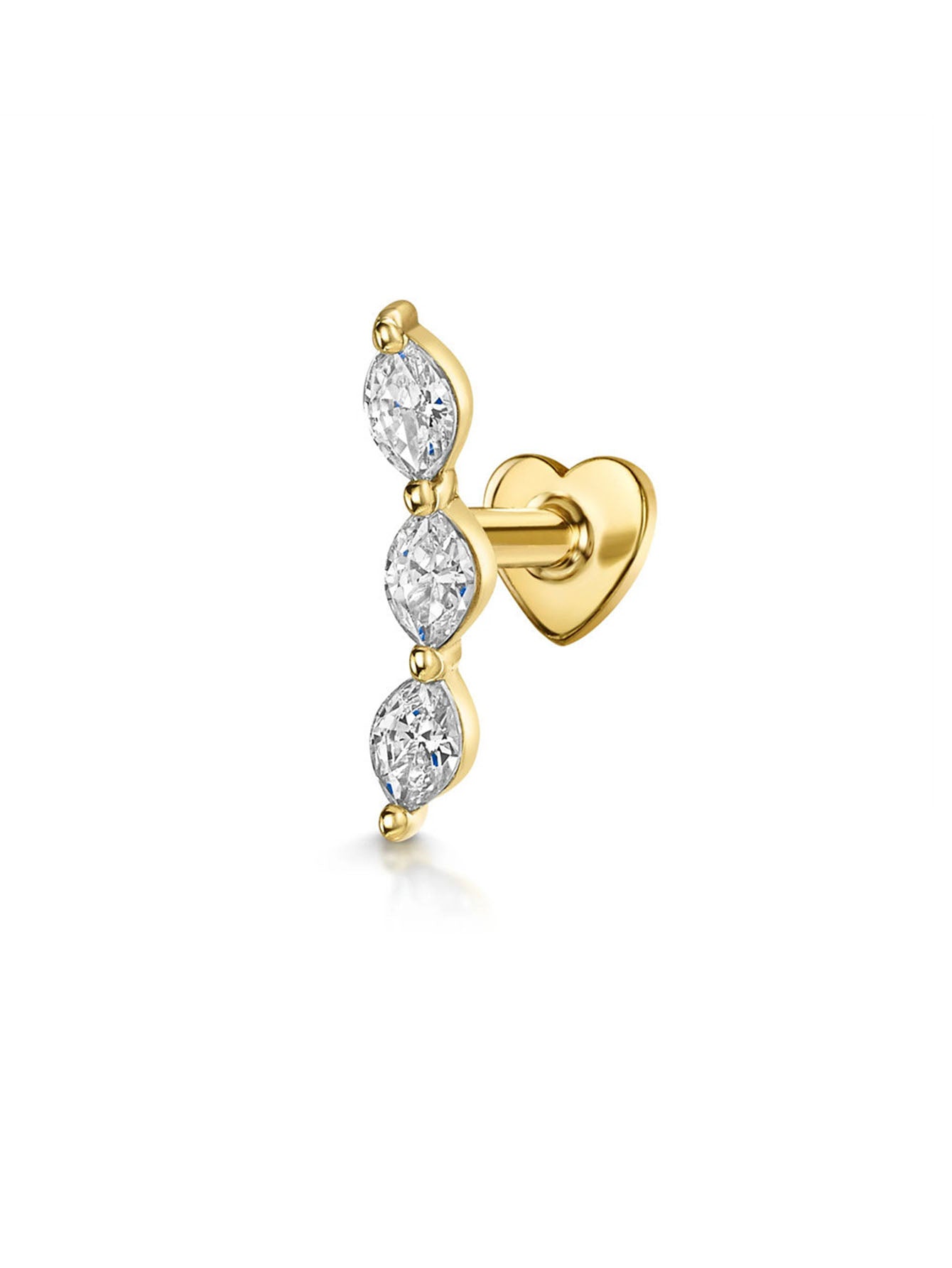S925 Trio Zircon Ear Piercing Stud