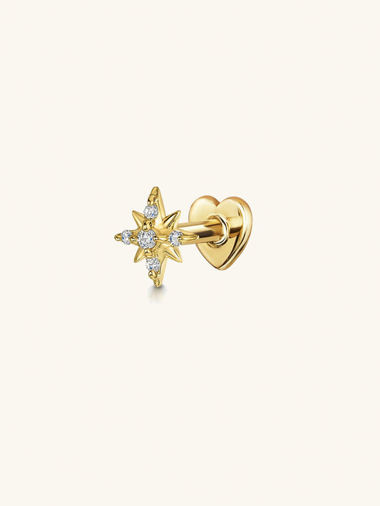 S925 Star Zircon Ear Piercing Stud