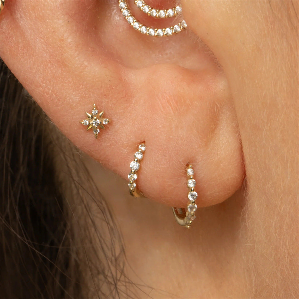 S925 Star Zircon Ear Piercing Stud