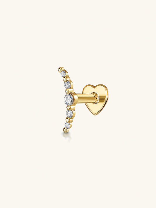 S925 Arc Zircon Ear Piercing Stud