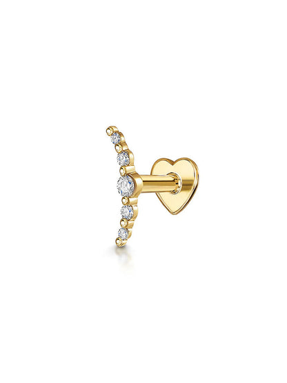 S925 Arc Zircon Ear Piercing Stud