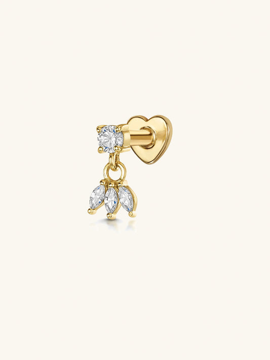 S925 Crown Pendant Zircon Ear Piercing Stud