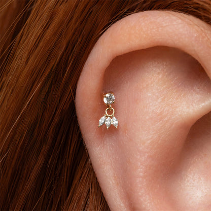 S925 Crown Pendant Zircon Ear Piercing Stud