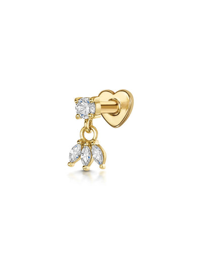 S925 Crown Pendant Zircon Ear Piercing Stud