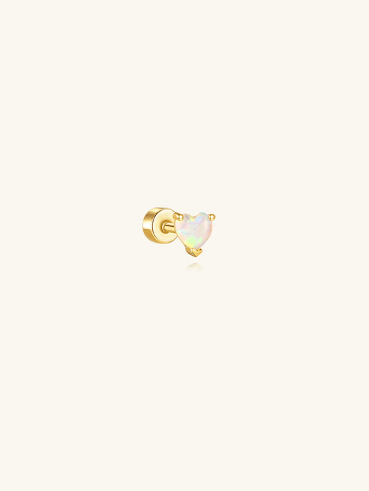 S925 Opal Love Threaded Ear Piercing Stud Earring