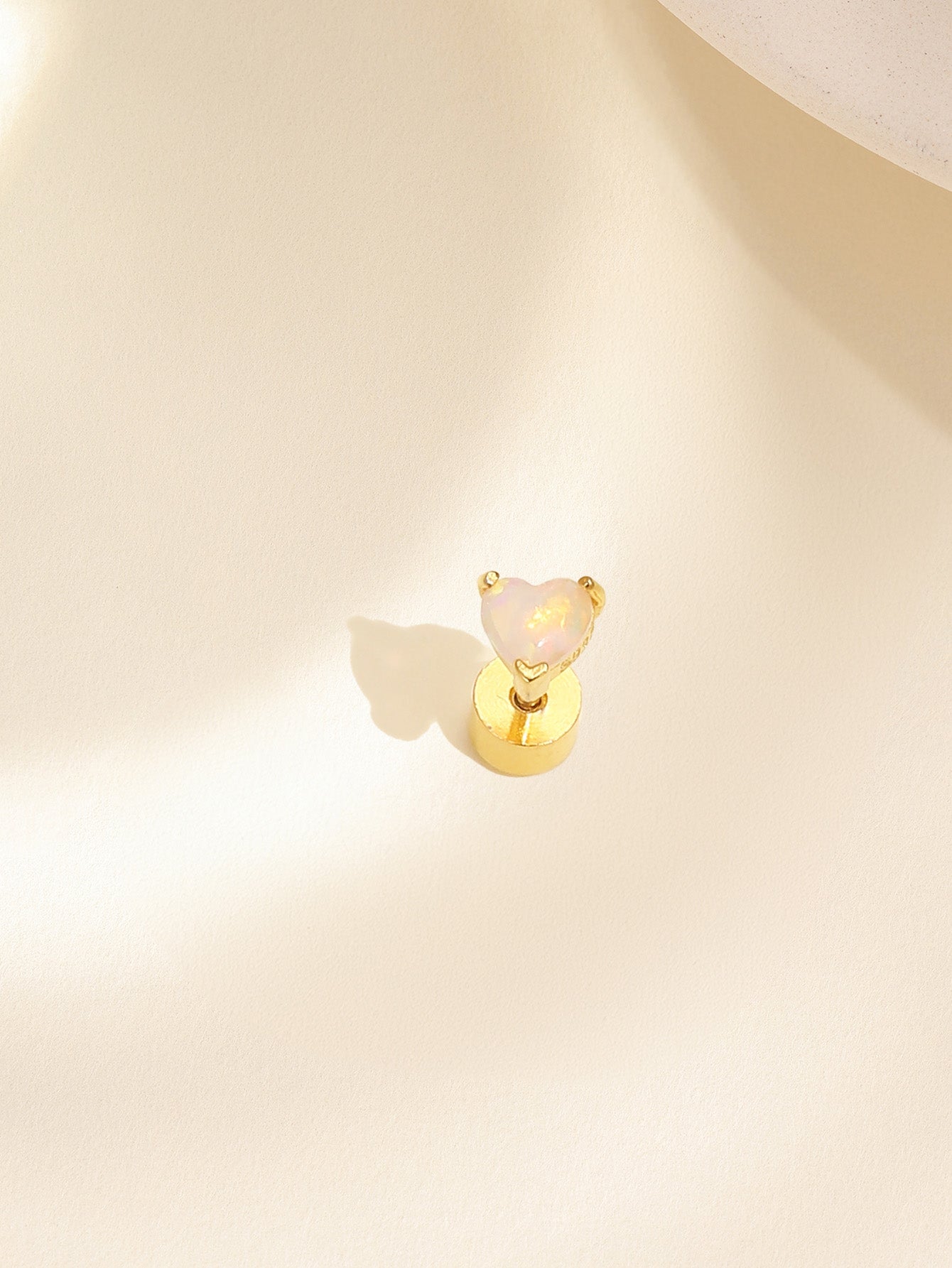 S925 Opal Love Threaded Ear Piercing Stud Earring