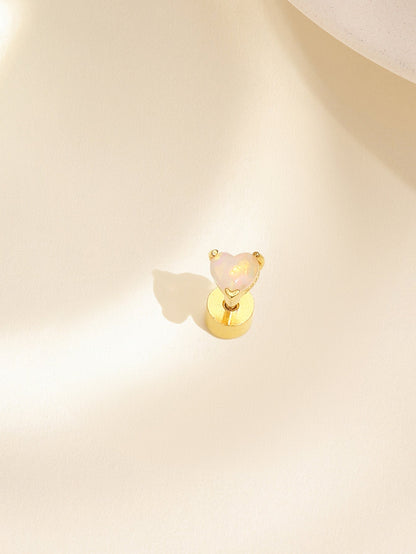 S925 Opal Love Threaded Ear Piercing Stud Earring