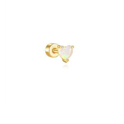 S925 Opal Love Threaded Ear Piercing Stud Earring