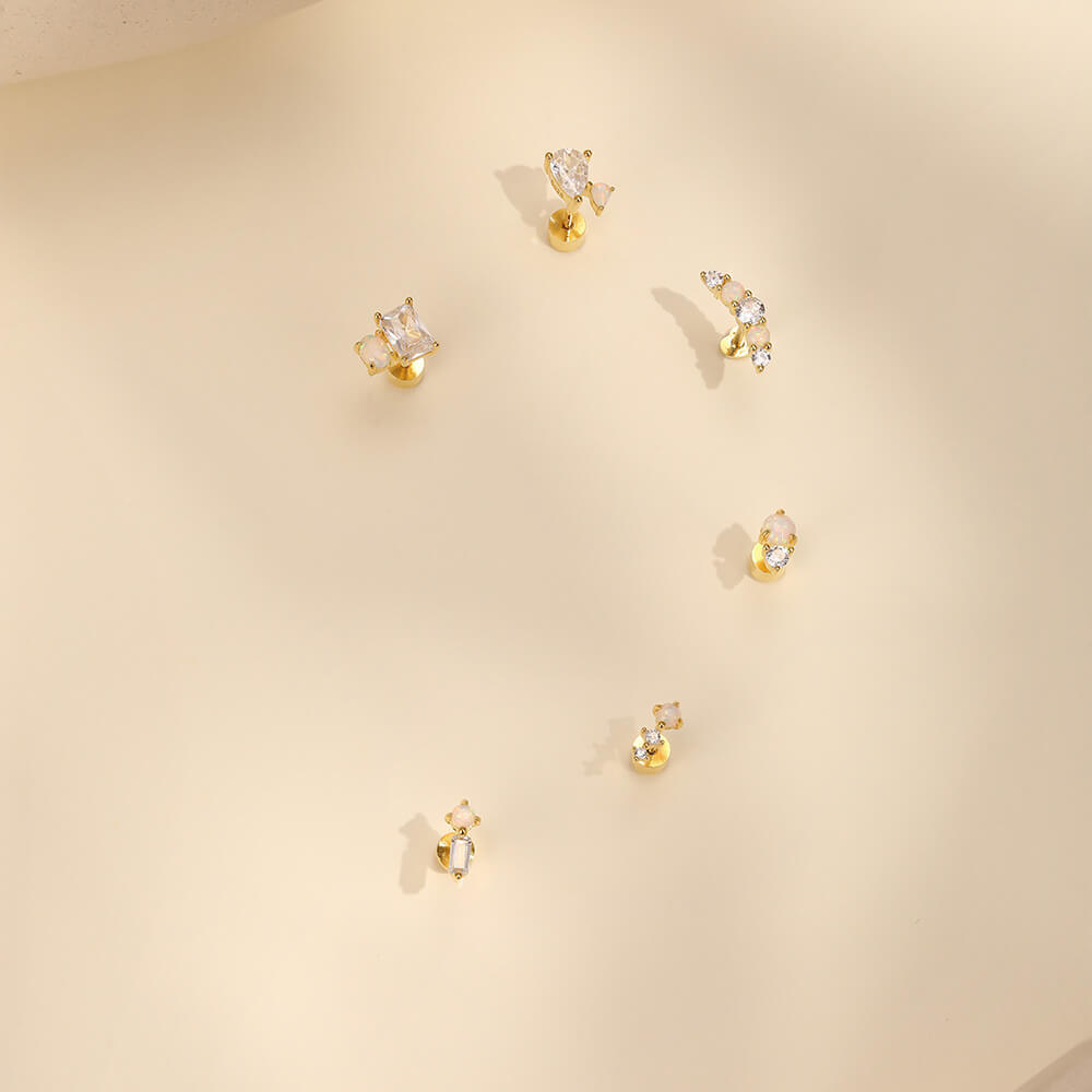 S925 Sterling Silver Moon Heart Star & Butterfly Studs Piercing Earrings Series