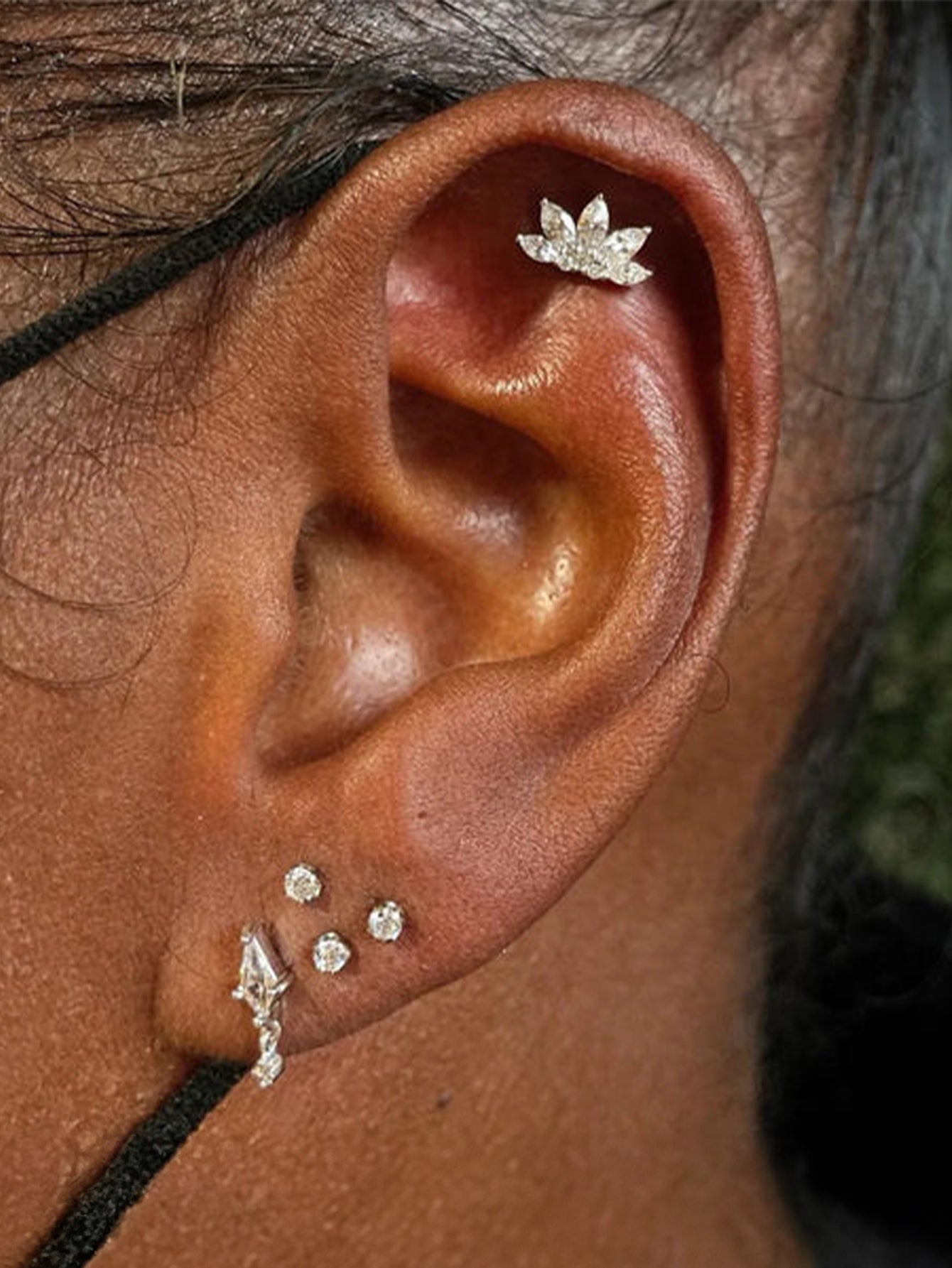 S925 Sterling Silver Five-Petal Flower Piercing Stud Earring