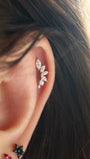 S925 Sterling Silver Marquise Zircon Flower Piercing Stud Earring