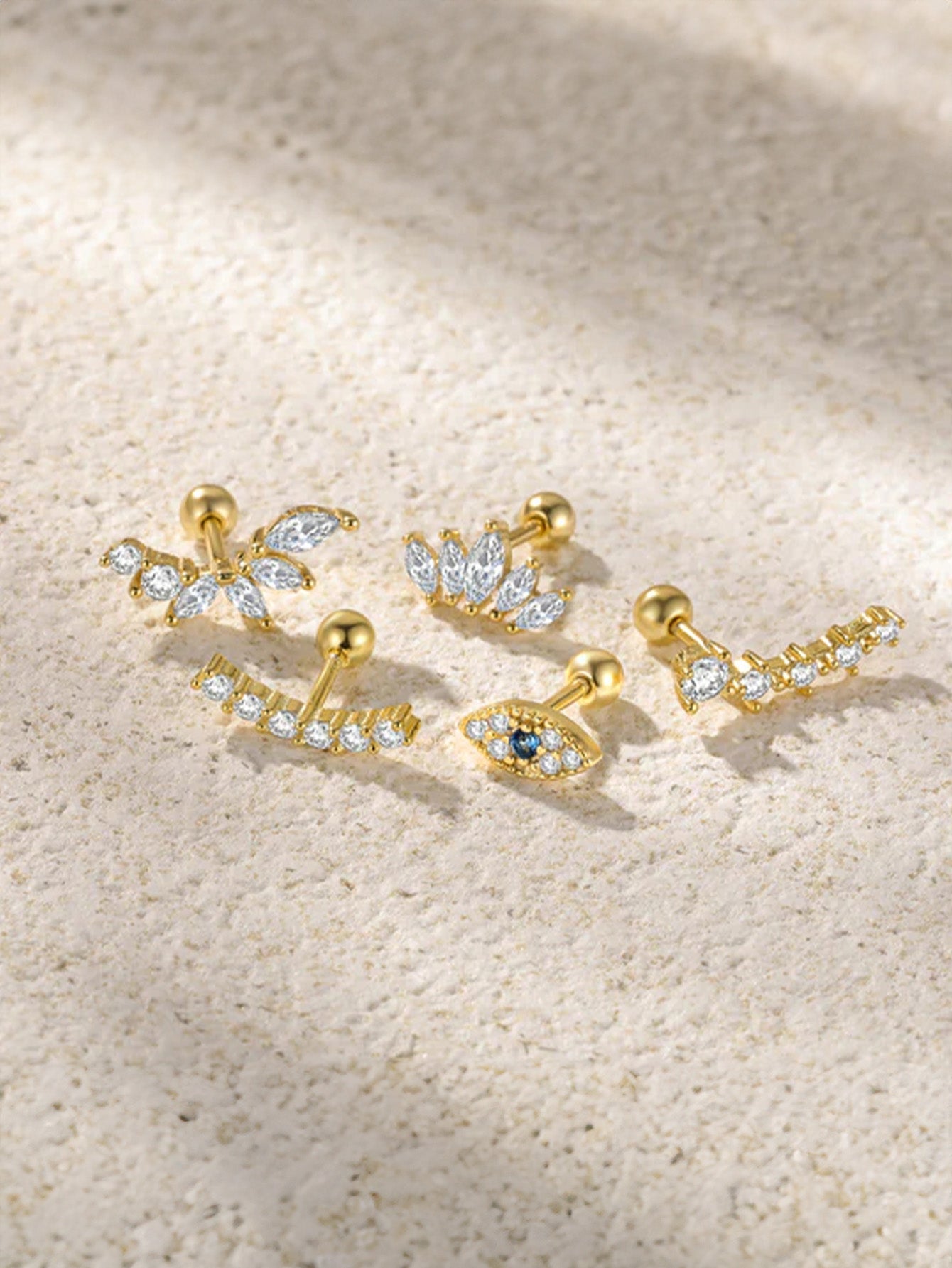 S925 Sterling Silver Marquise Zircon Flower Piercing Stud Earring