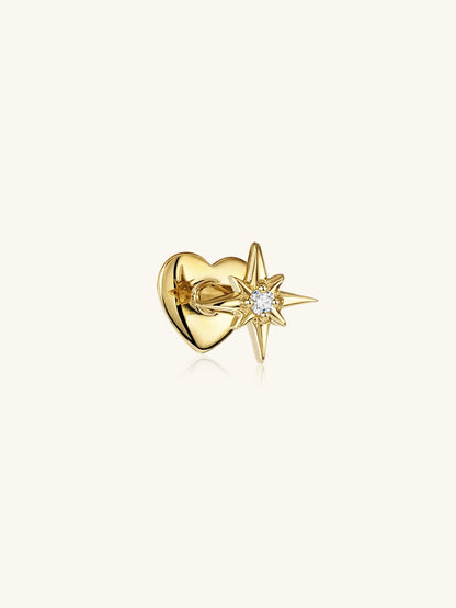 S925 Star&Heart Double Sided Ear Piercing Stud