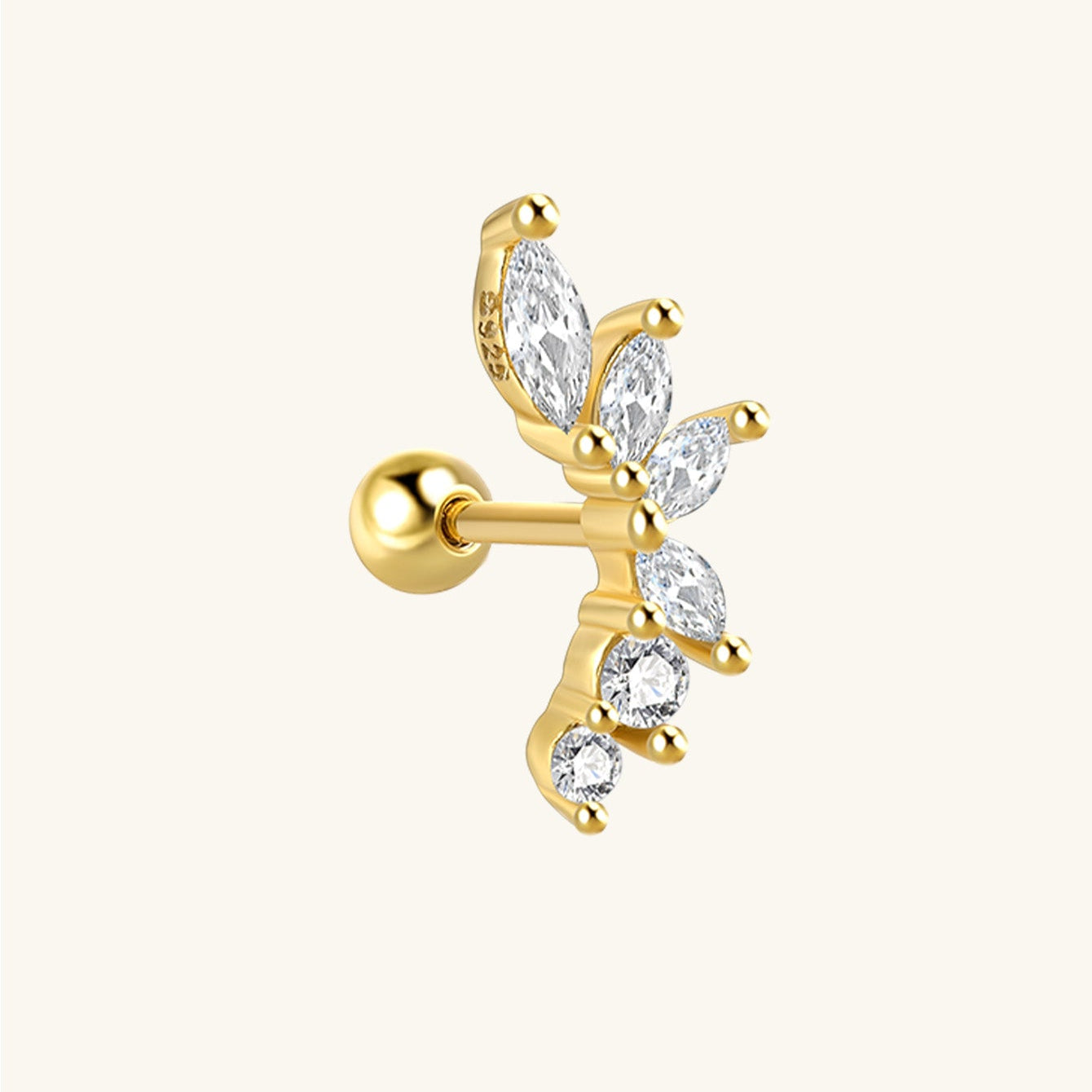 S925 Sterling Silver Marquise Zircon Flower Piercing Stud Earring
