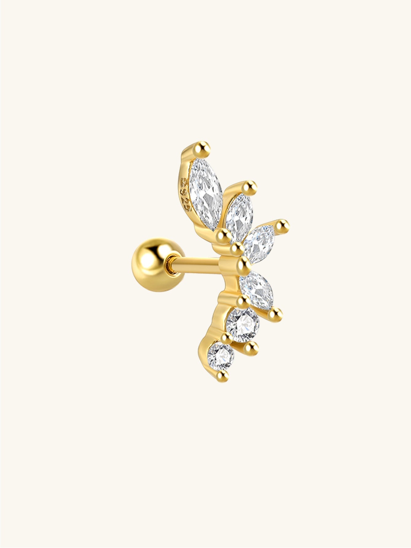 S925 Sterling Silver Marquise Zircon Flower Piercing Stud Earring