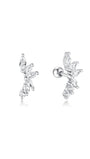 S925 Sterling Silver Marquise Zircon Flower Piercing Stud Earring