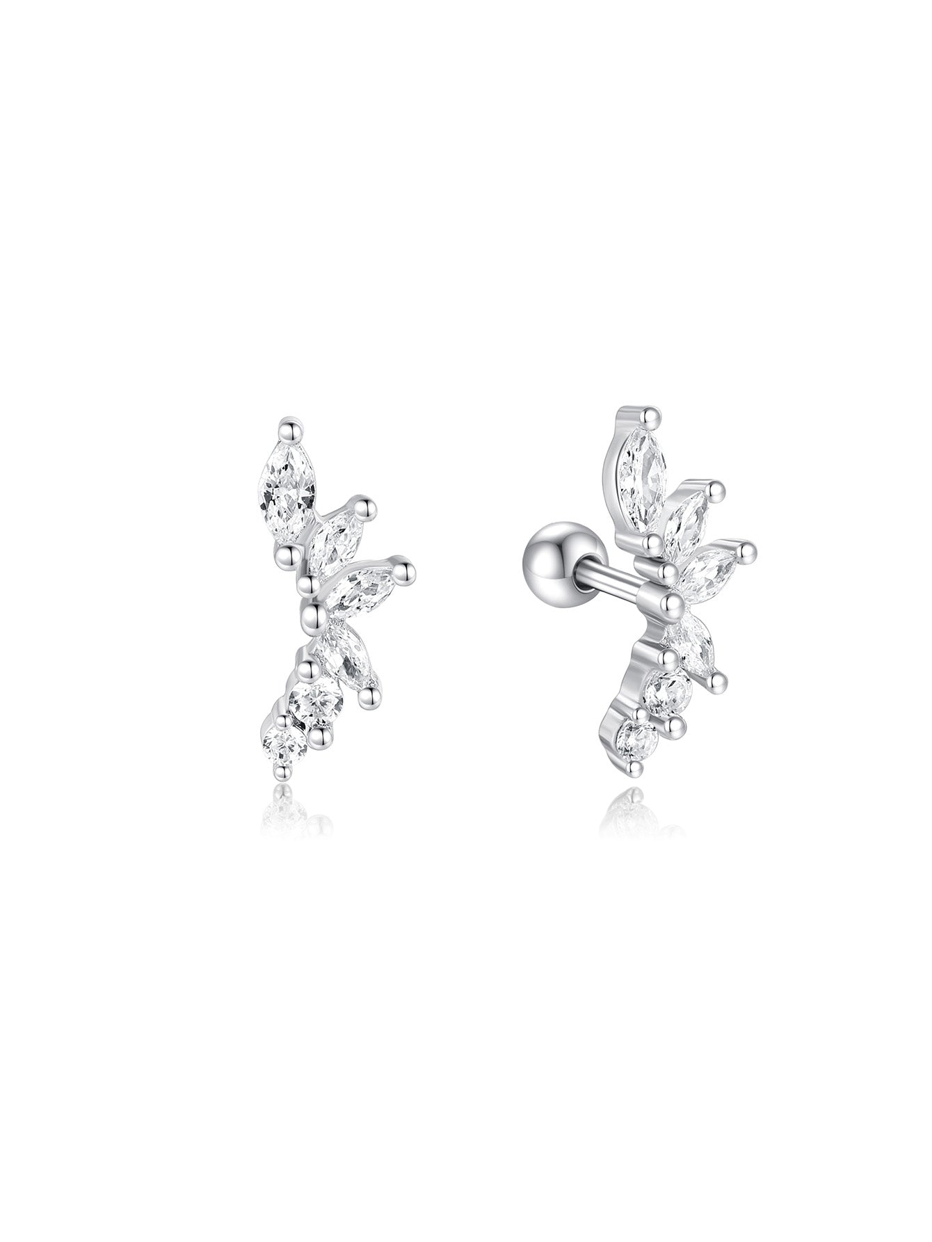 S925 Sterling Silver Marquise Zircon Flower Piercing Stud Earring