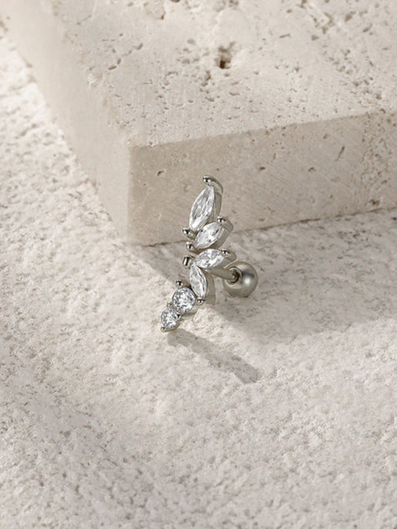 S925 Sterling Silver Marquise Zircon Flower Piercing Stud Earring
