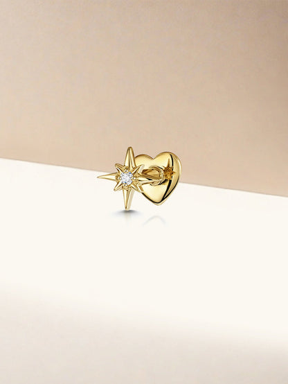 S925 Star&Heart Double Sided Ear Piercing Stud