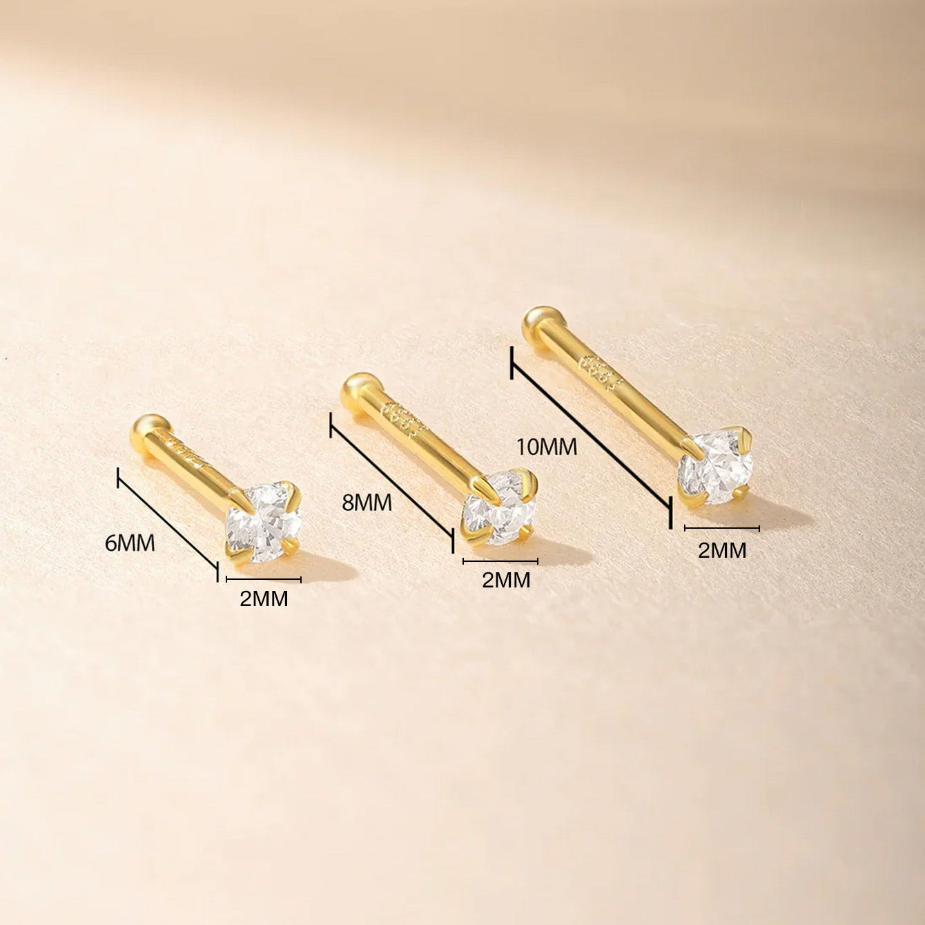 S925 Sterling Silver Minimalist Multiple Sizes Piercing Stud Earring