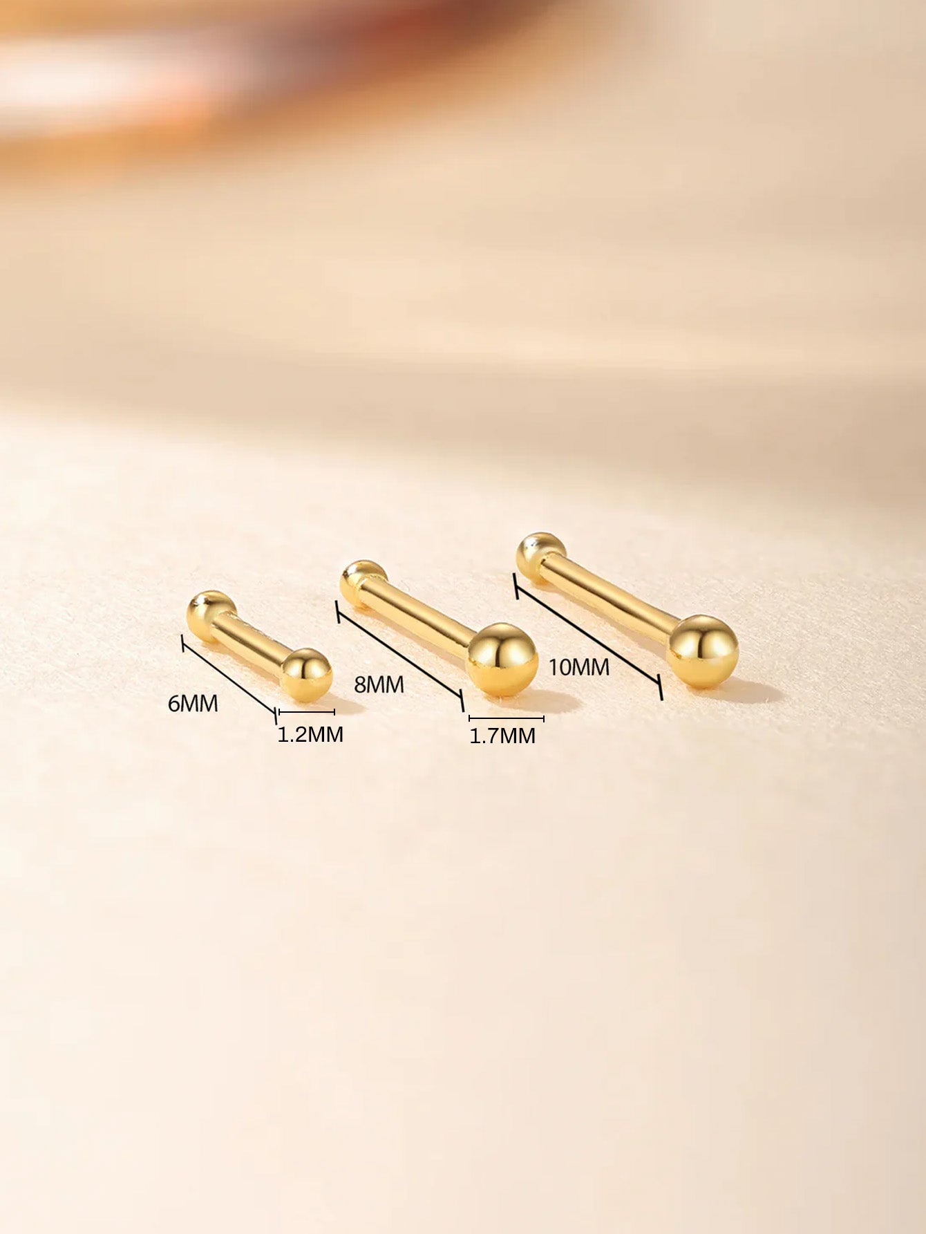 S925 Sterling Silver Minimalist Multiple Sizes Piercing Stud Earring