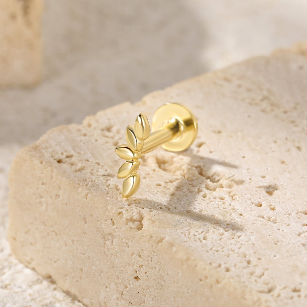 S925 Sterling Silver Glossy Petal Flower Piercing Stud Earring