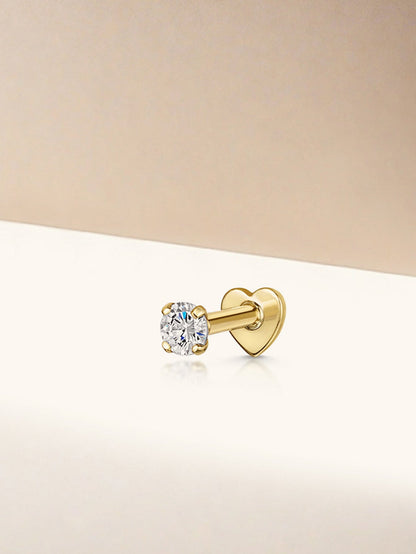 S925 Sterling Silver Four-Claw Solitaire Zircon Double-Sided Piercing Stud Earring