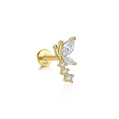 S925 Sterling Silver Butterfly Piercing Stud Earring