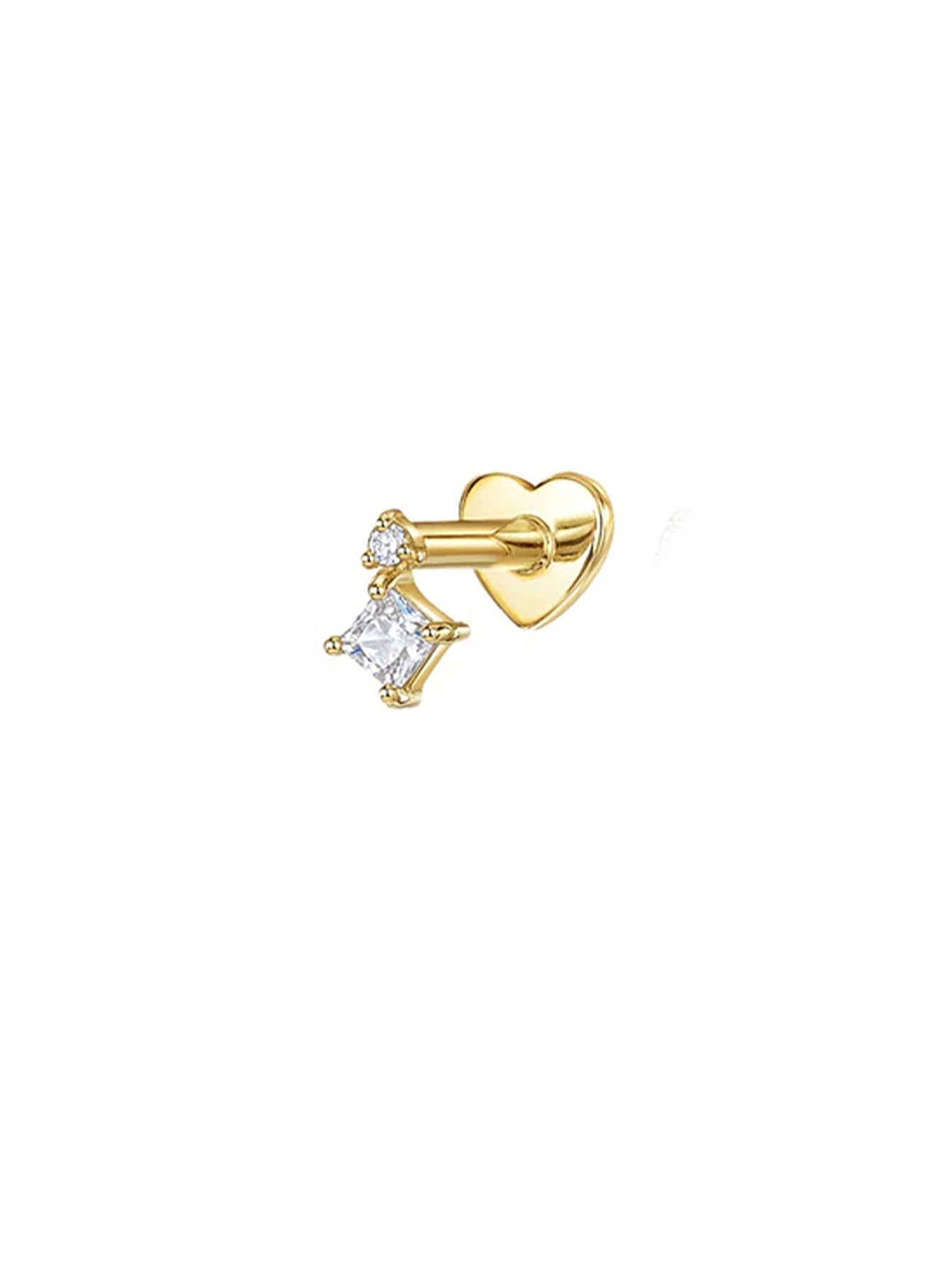S925 Crown Zircon Heart Elegant Piercing Stud Earring
