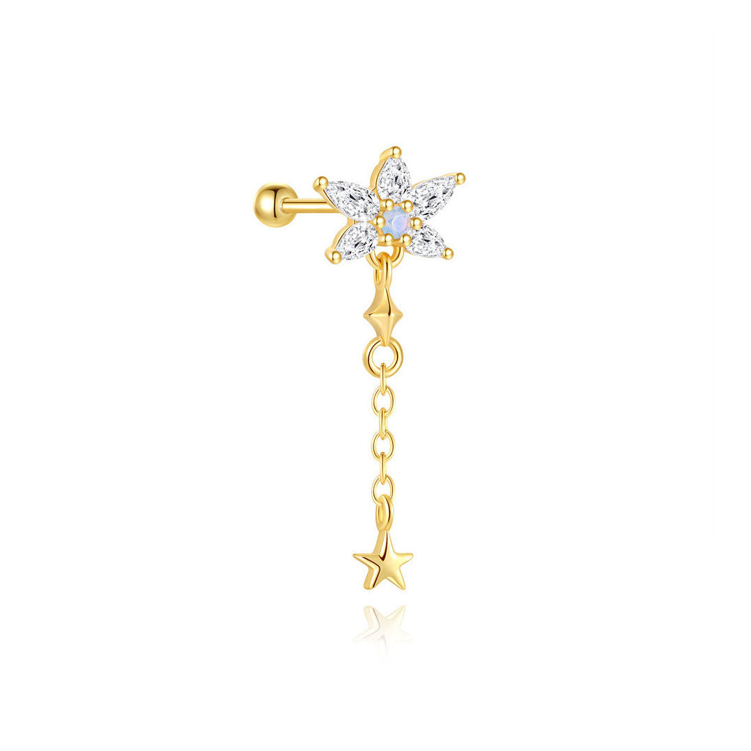 S925 Sterling Silver Drops Star Tassel Studs Piercing Earrings Series