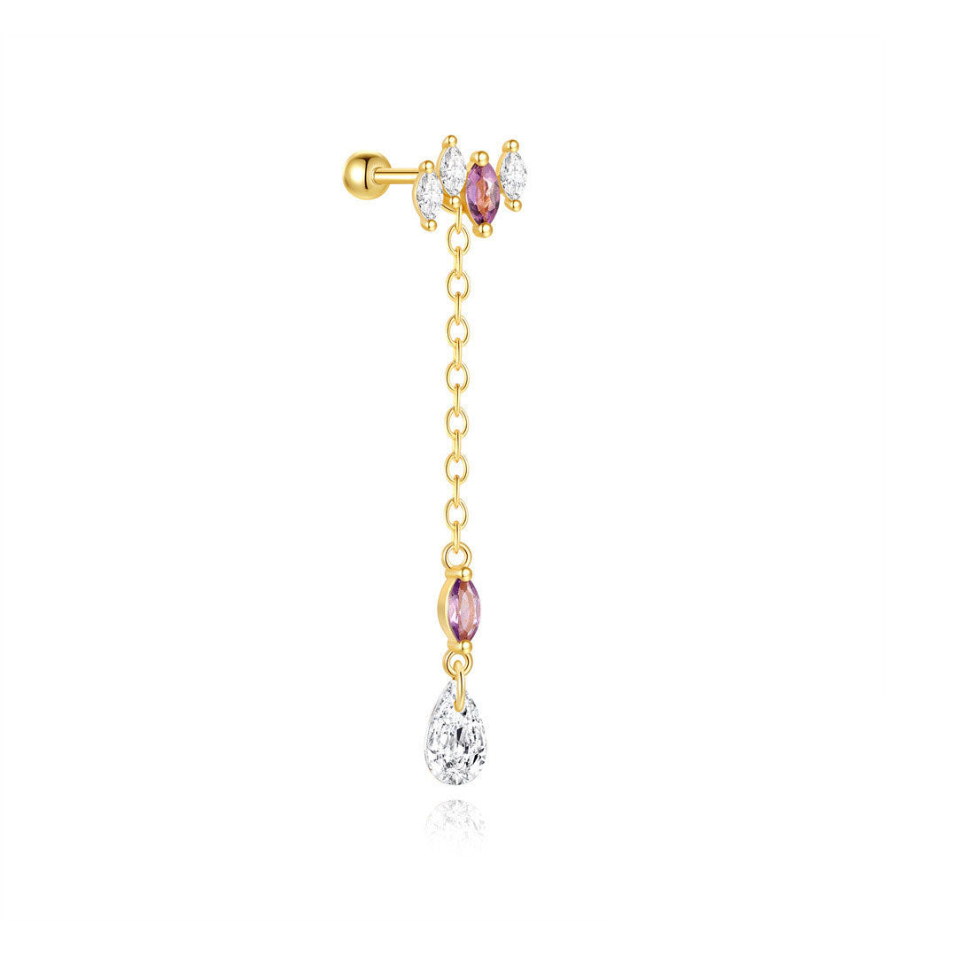 S925 Sterling Silver Drops Star Tassel Studs Piercing Earrings Series